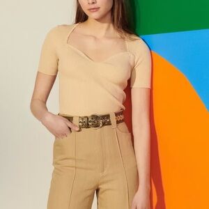 Sandro Paris Ribbed Knit With Bustier Neckline. size 0